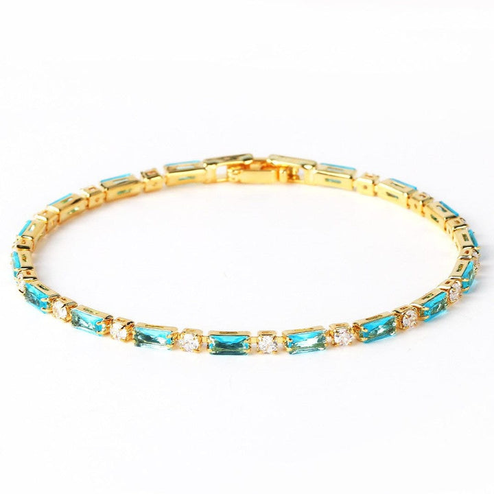 Pulsera de Piedra Turquesa de Zirconio Dorado