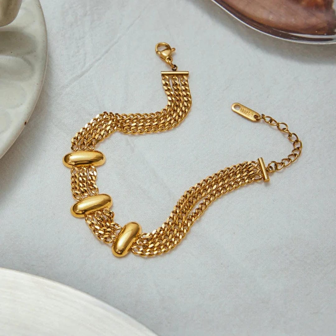 Pulsera de Cadena Dorada Elegante en Capas