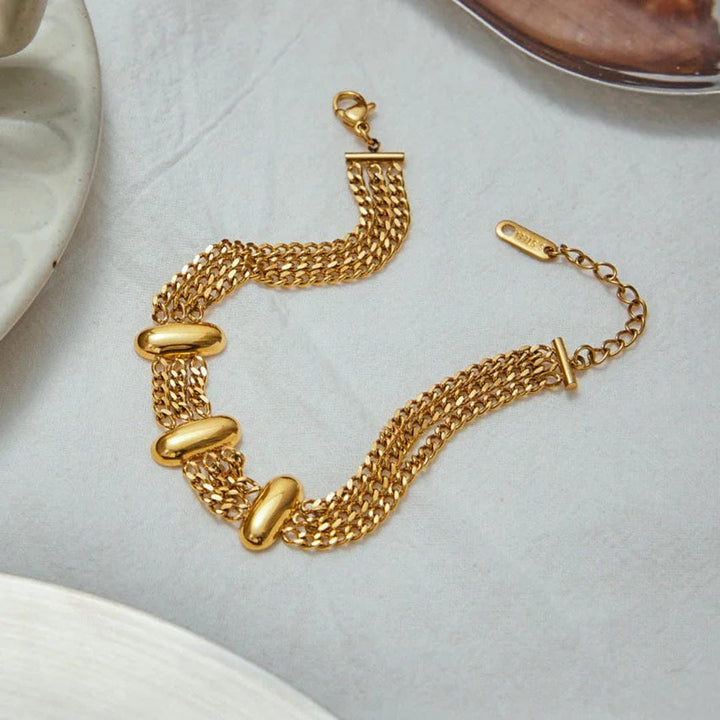 Pulsera de Cadena Dorada Elegante en Capas