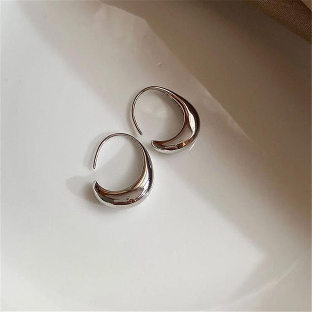 Pendientes de Aro Ovalados de Oro y Plata