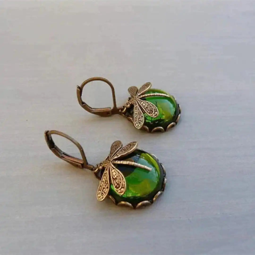 Pendientes de Libélula de Oro Antiguo