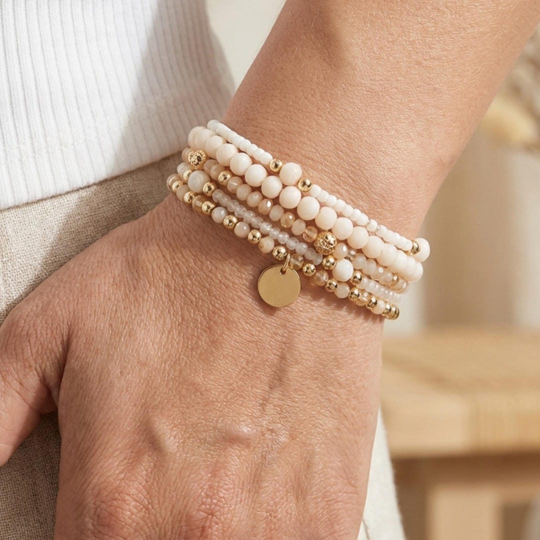 Pulsera con Encanto de Perlas Crema Costera