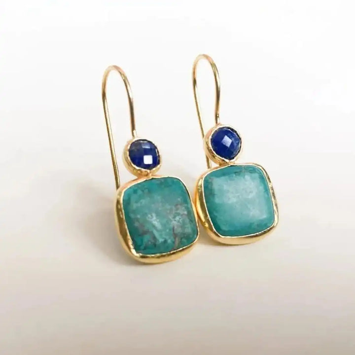 Pendientes Vintage Ornamentados de Oro y Turquesa