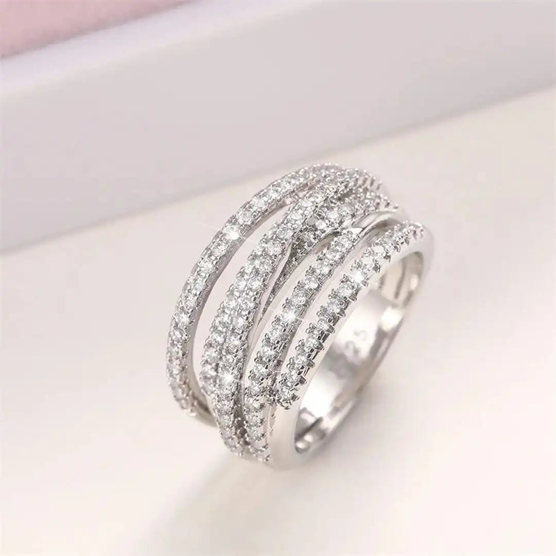 Anillo Cruz de Circonita en Capas