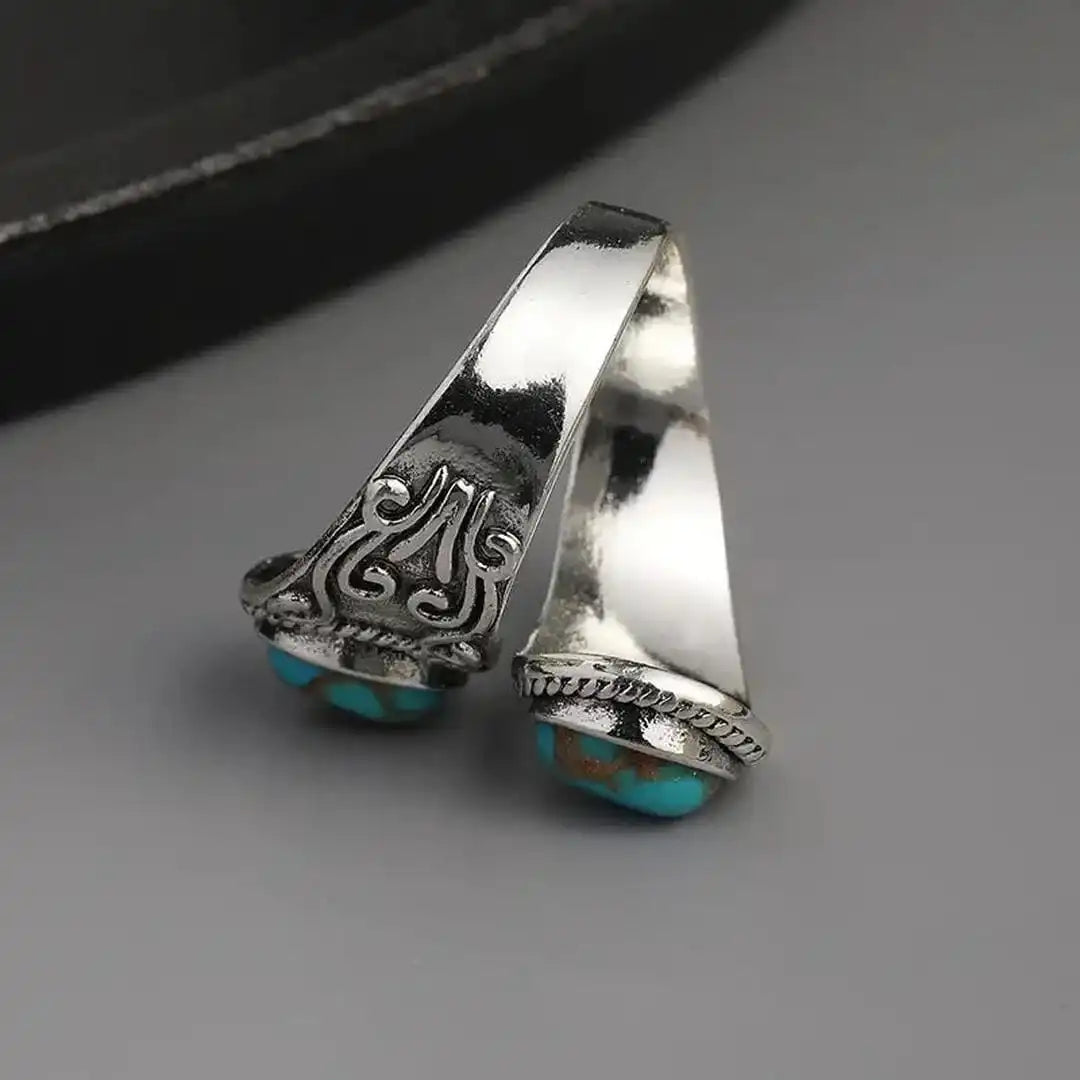Anillo Cruz de Turquesa de Plata Vintage