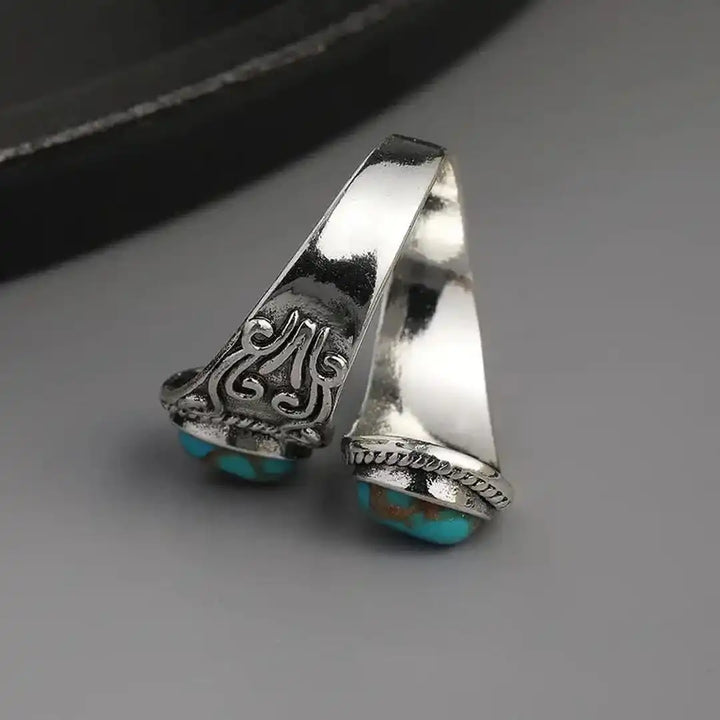 Anillo Cruz de Turquesa de Plata Vintage