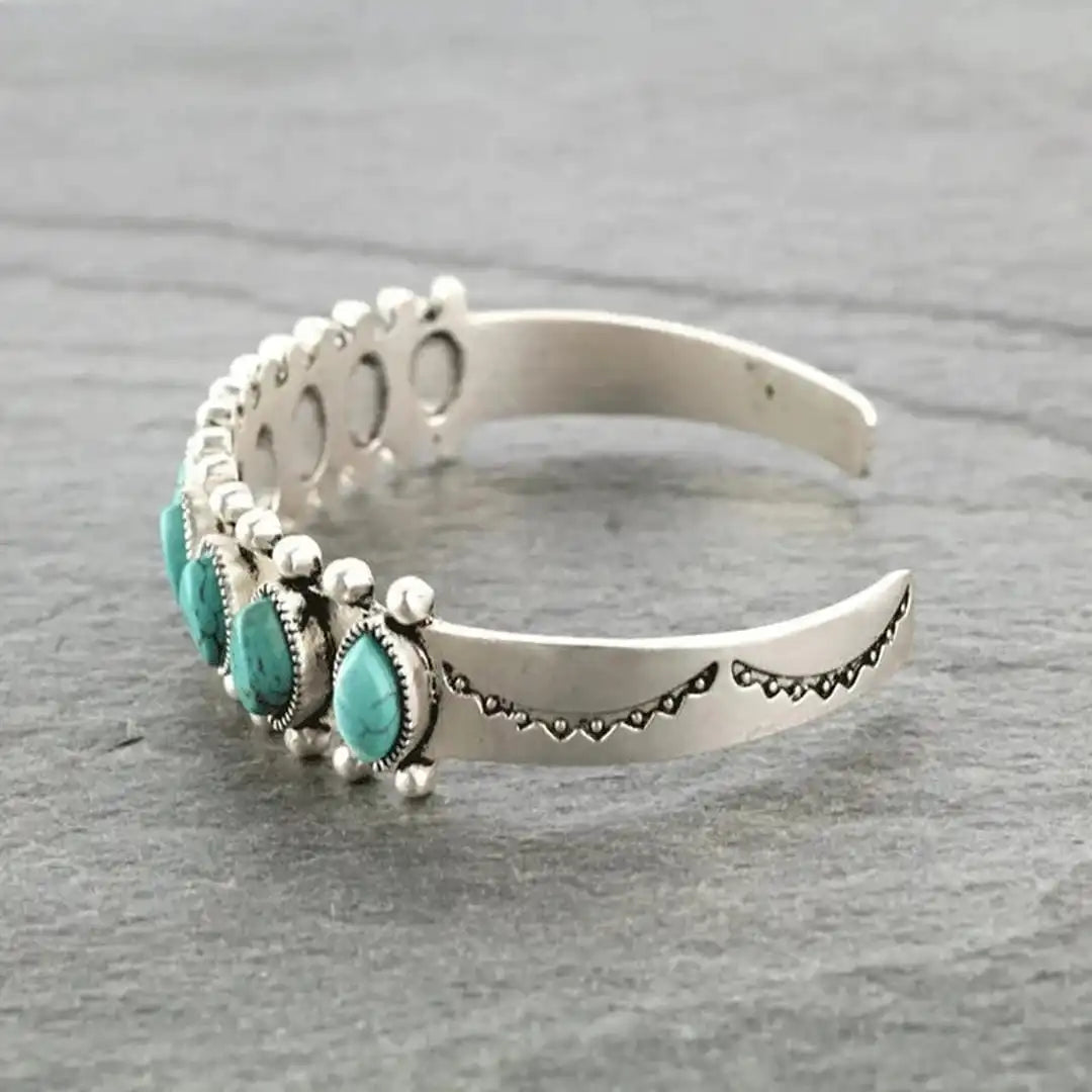 Pulsera de Piedra de Plata Tibetana Vintage