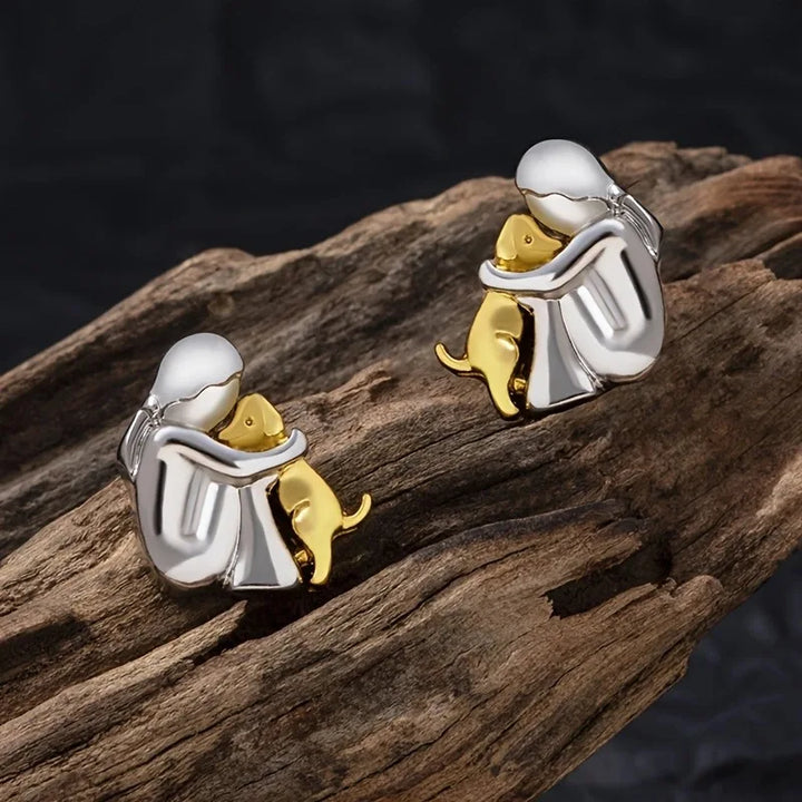 Pendientes de Abrazo en Dos Tonos: Plata y Oro