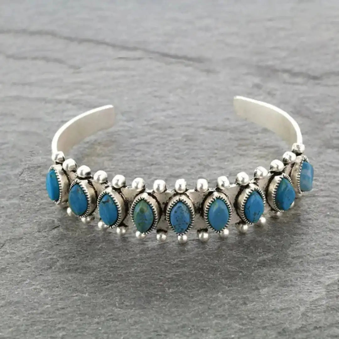 Pulsera de Piedra de Plata Tibetana Vintage