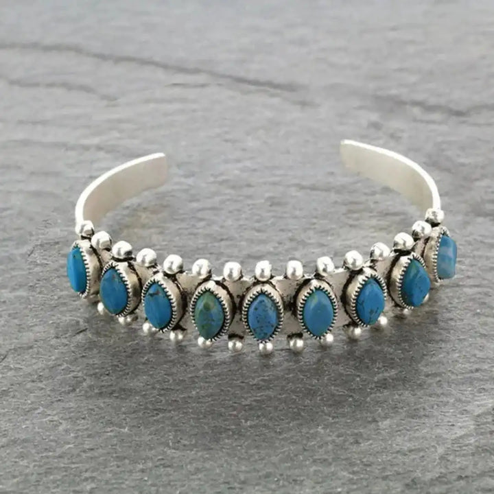 Pulsera de Piedra de Plata Tibetana Vintage