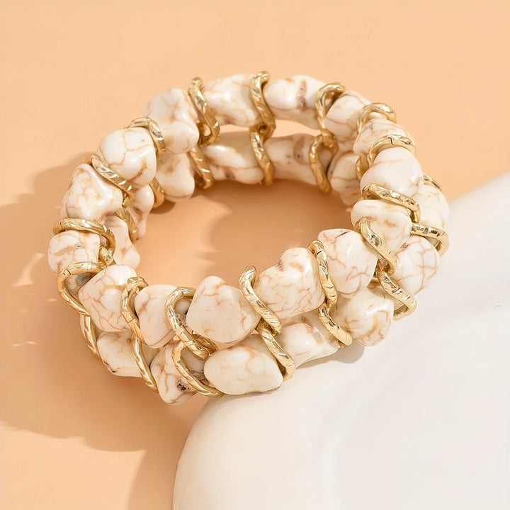 Pulsera de Oro Tejida con Piedra Turquesa