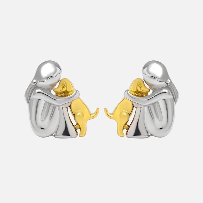 Pendientes de Abrazo en Dos Tonos: Plata y Oro
