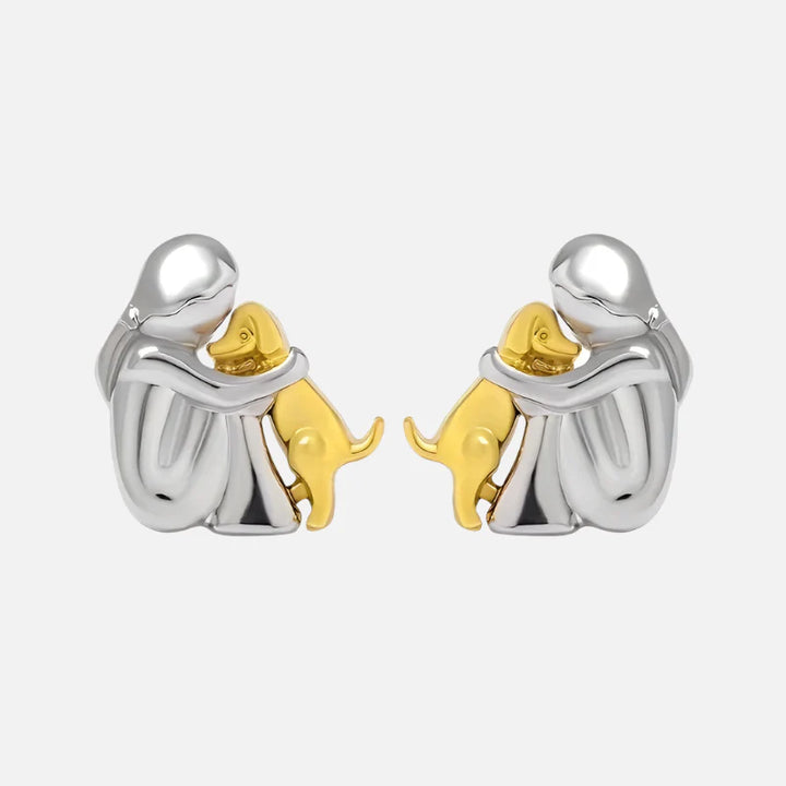 Pendientes de Abrazo en Dos Tonos: Plata y Oro