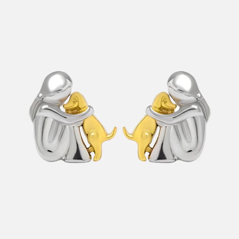 Two-Tone Embrace Earrings: Silver and Gold