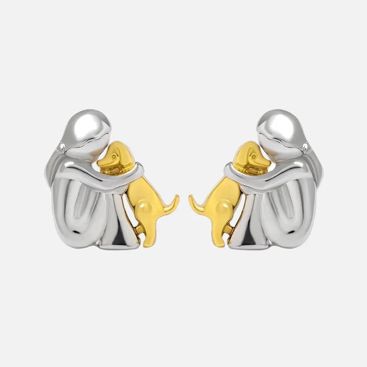 Two-Tone Embrace Earrings: Silver and Gold