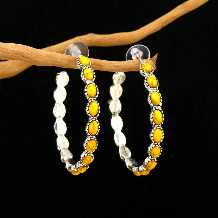 Pendientes de Aro Ovalados de Plata Vintage