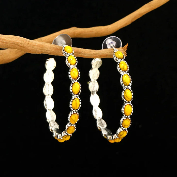 Vintage Silver Oval Hoop Earrings
