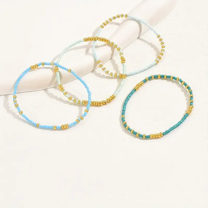 Conjunto de Pulseras de Cuentas Turquesa Chic Bohemio