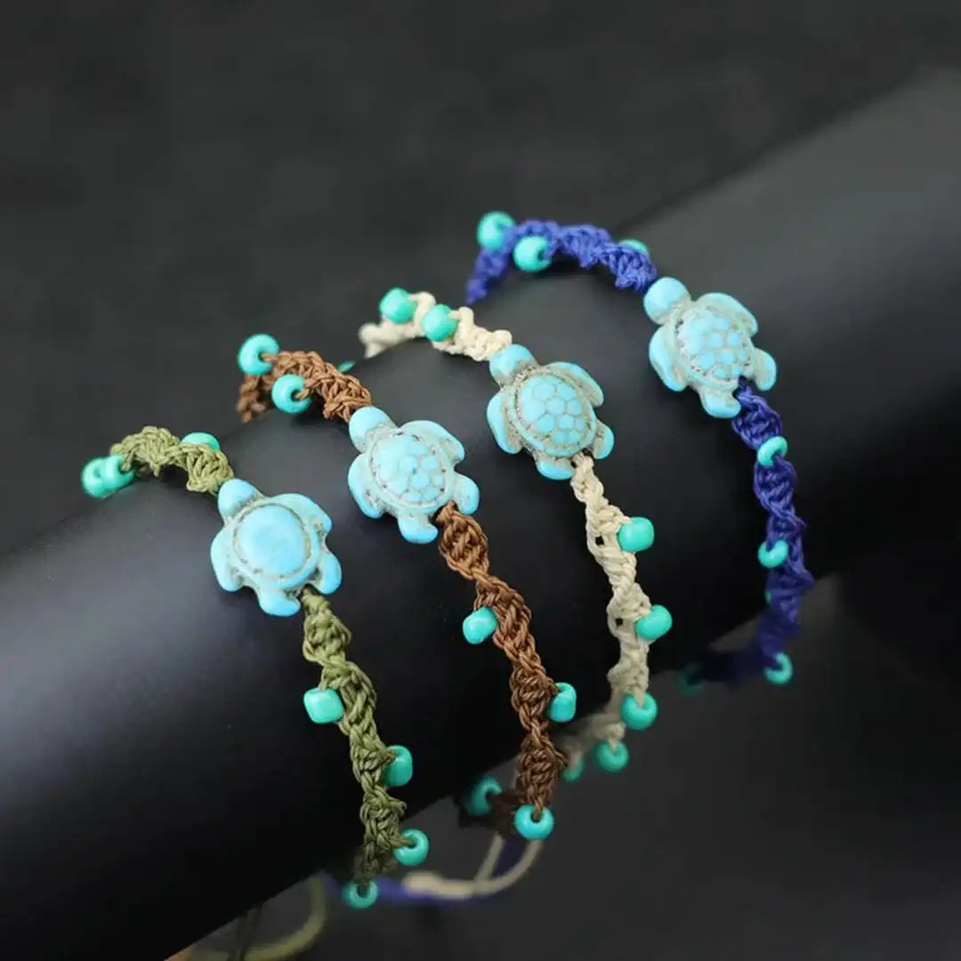 Pulsera de Cuerda con Cuentas de Tortuga Bohemia