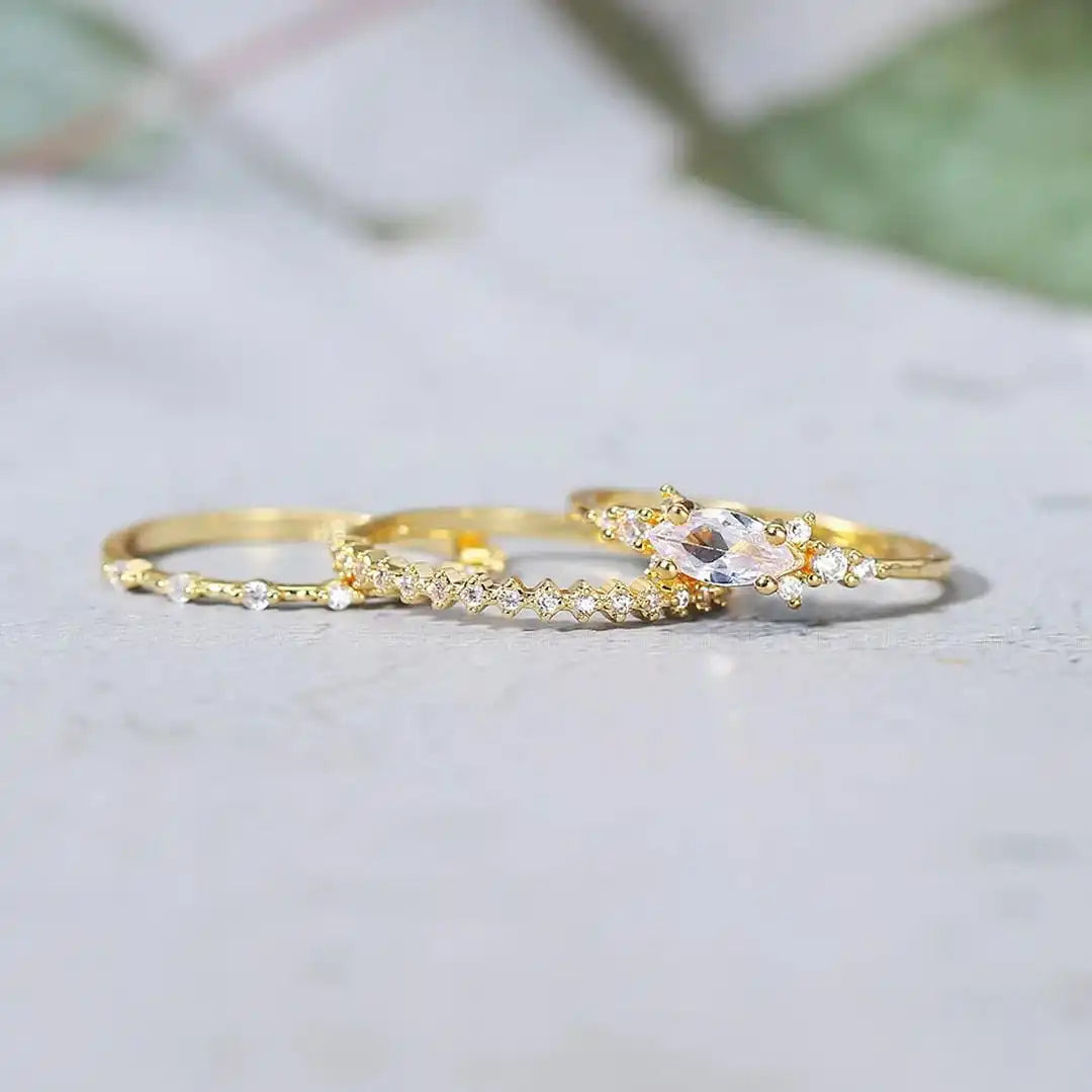 Conjunto de Anillos Dorados Mila