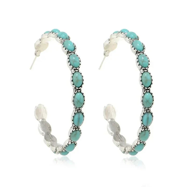 Pendientes Circulares Turquesa Vintage Bohemios