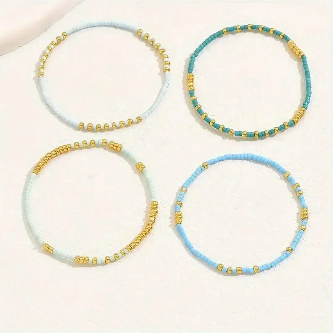 Conjunto de Pulseras de Cuentas Turquesa Chic Bohemio