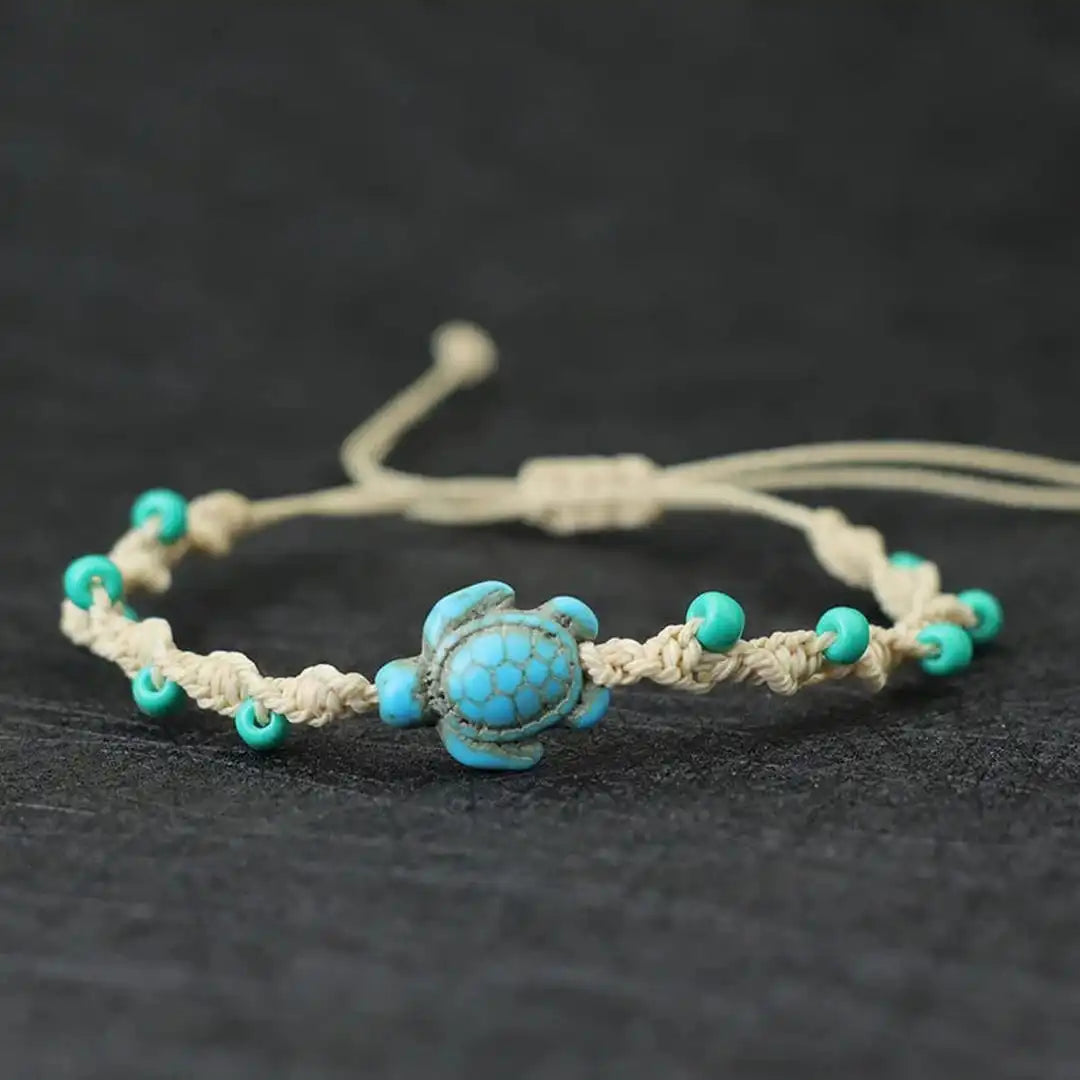 Pulsera de Cuerda con Cuentas de Tortuga Bohemia