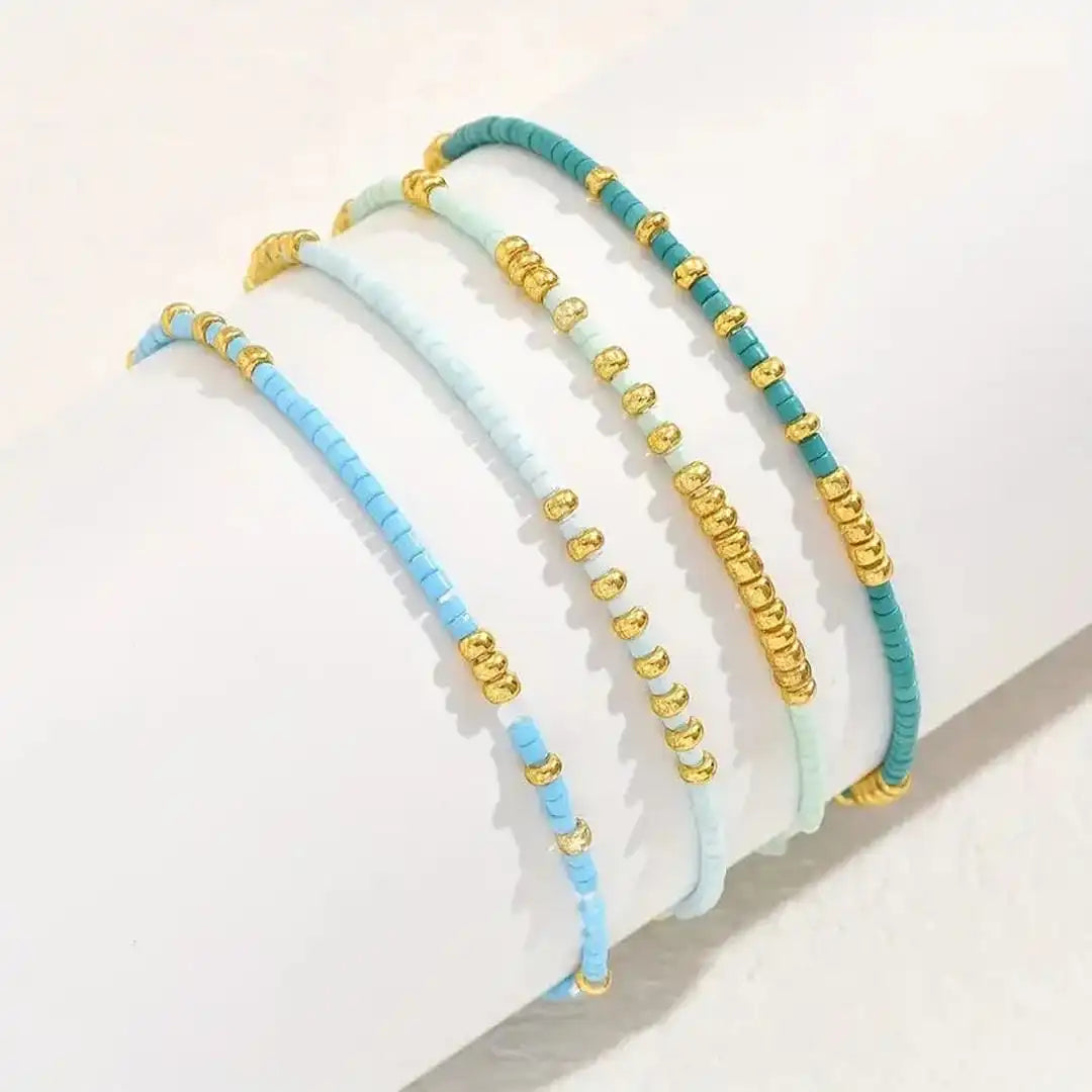 Conjunto de Pulseras de Cuentas Turquesa Chic Bohemio