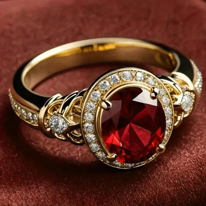 Anillo Declarativo de Nudo Halo de Rubí