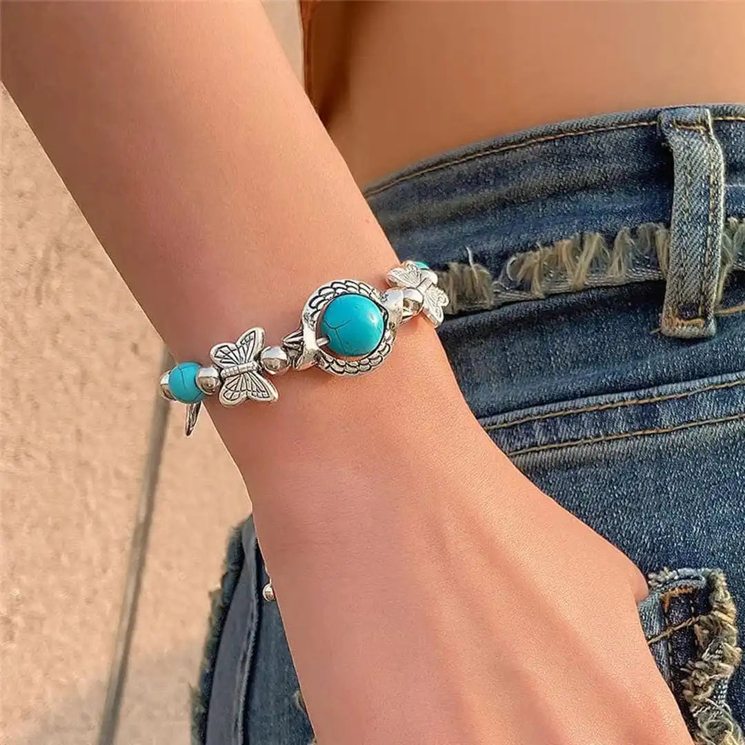 Pulsera Turquesa de Plata Antigua Aqua