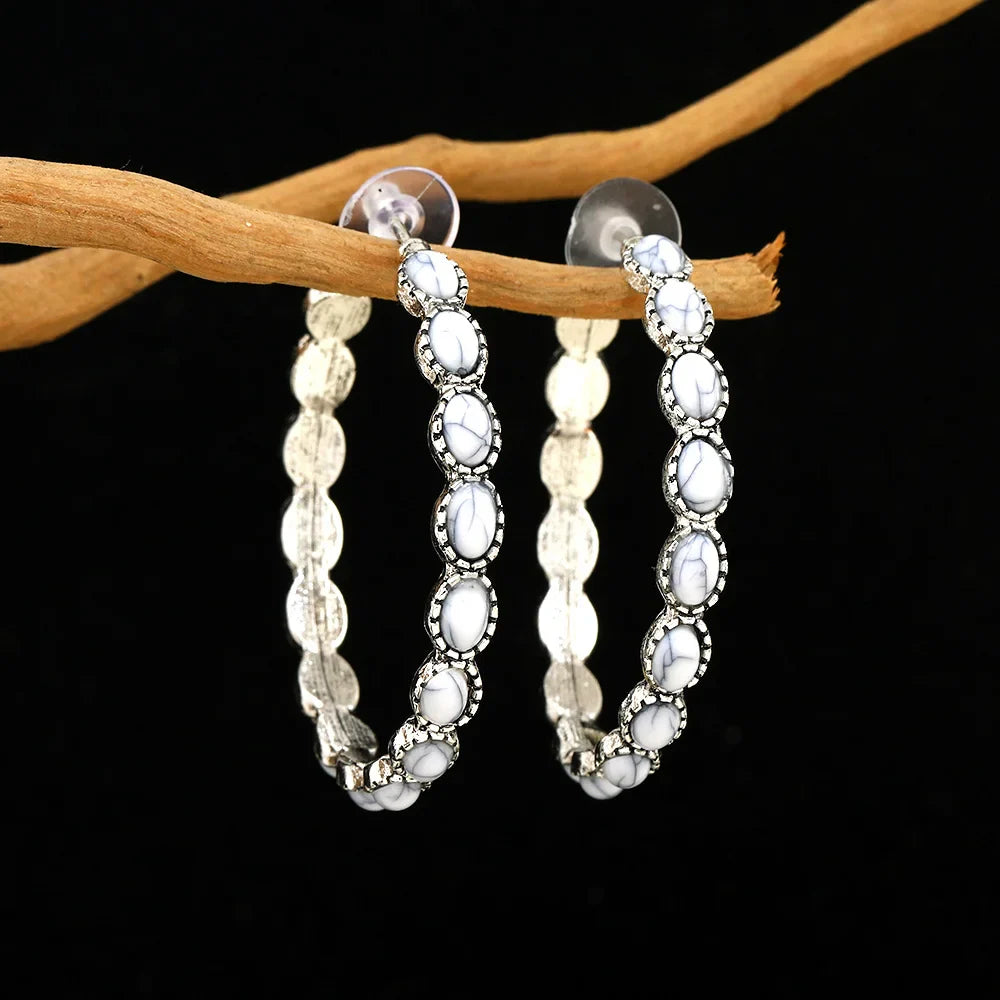 Pendientes de Aro Ovalados de Plata Vintage