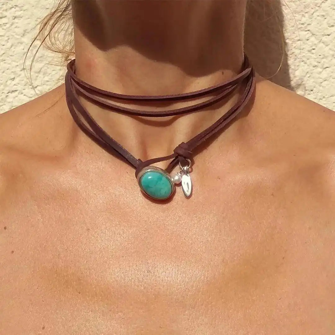Collar de Colgante Turquesa Vintage Bohemio