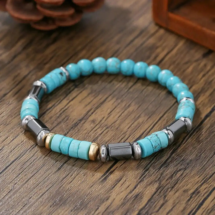 Pulsera de Piedra Turquesa con Cuentas Bohemias
