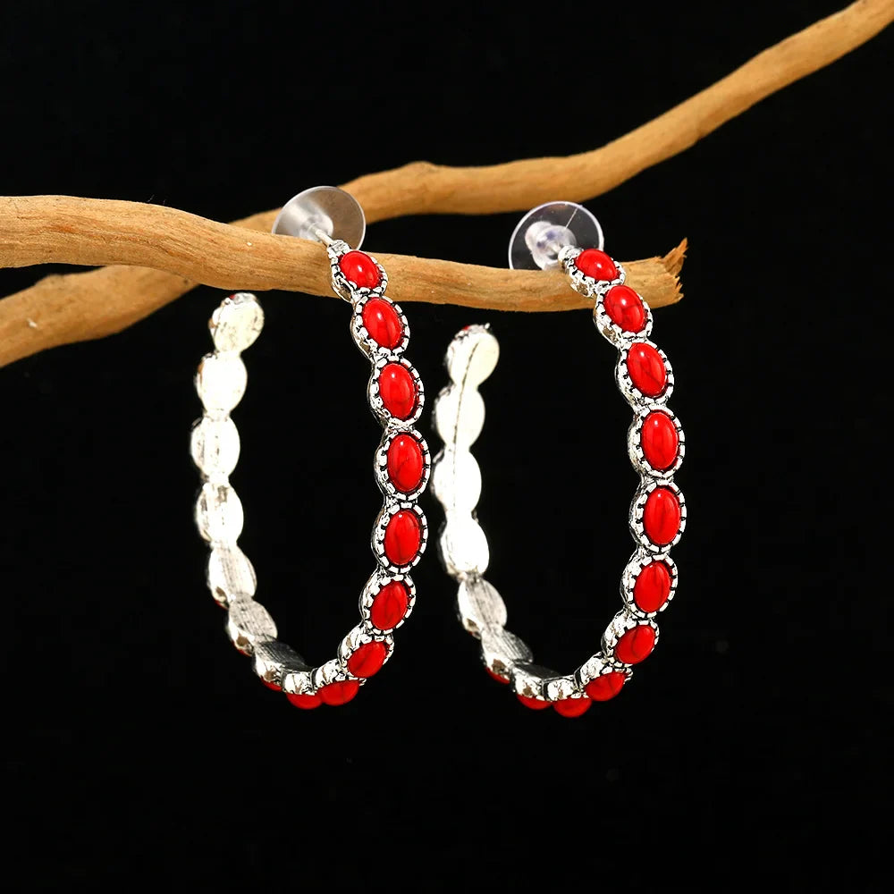 Pendientes de Aro Ovalados de Plata Vintage