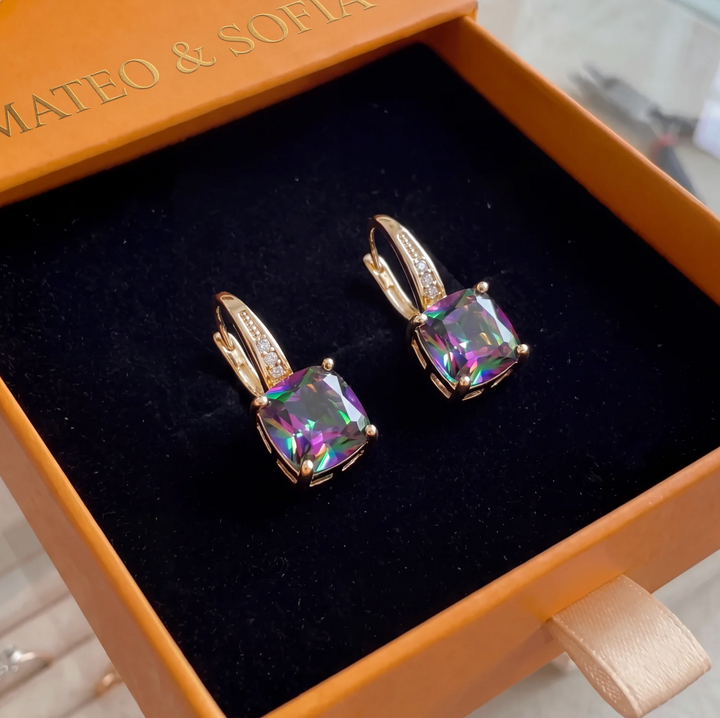 Mystic Stone Hoop Earrings | Gold