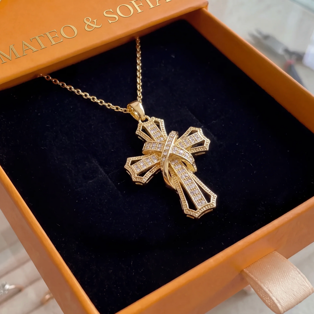 Radiant Cross Pendant Necklace | Gold