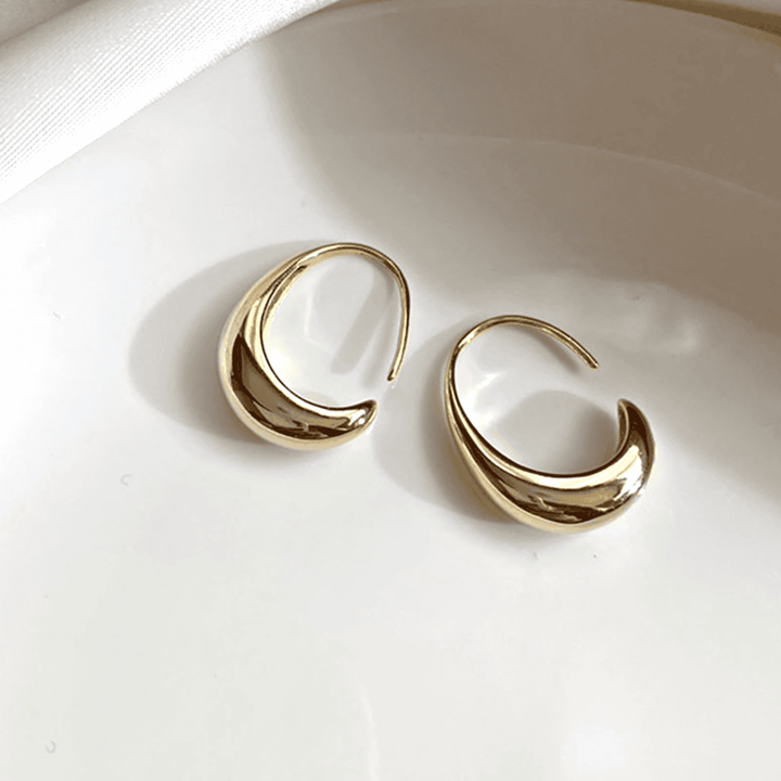Pendientes de Aro Ovalados de Oro y Plata