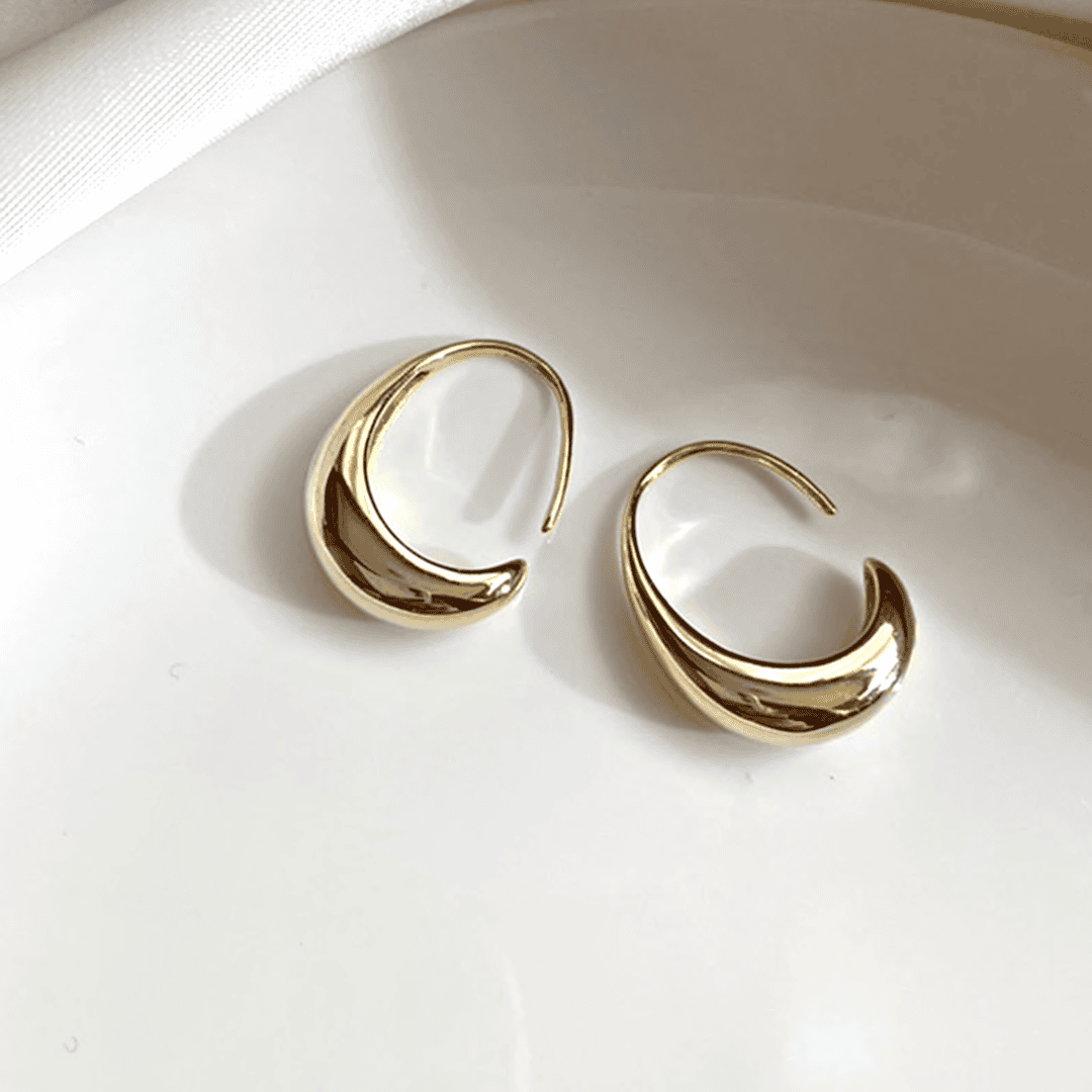 Oval Gold and Silver Hoop Earrings