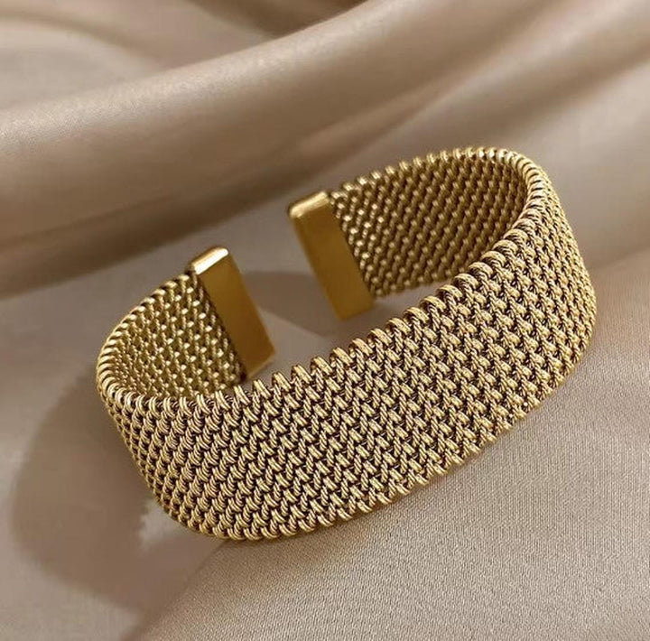 Vintage Braided Mesh Classic Open Bracelet
