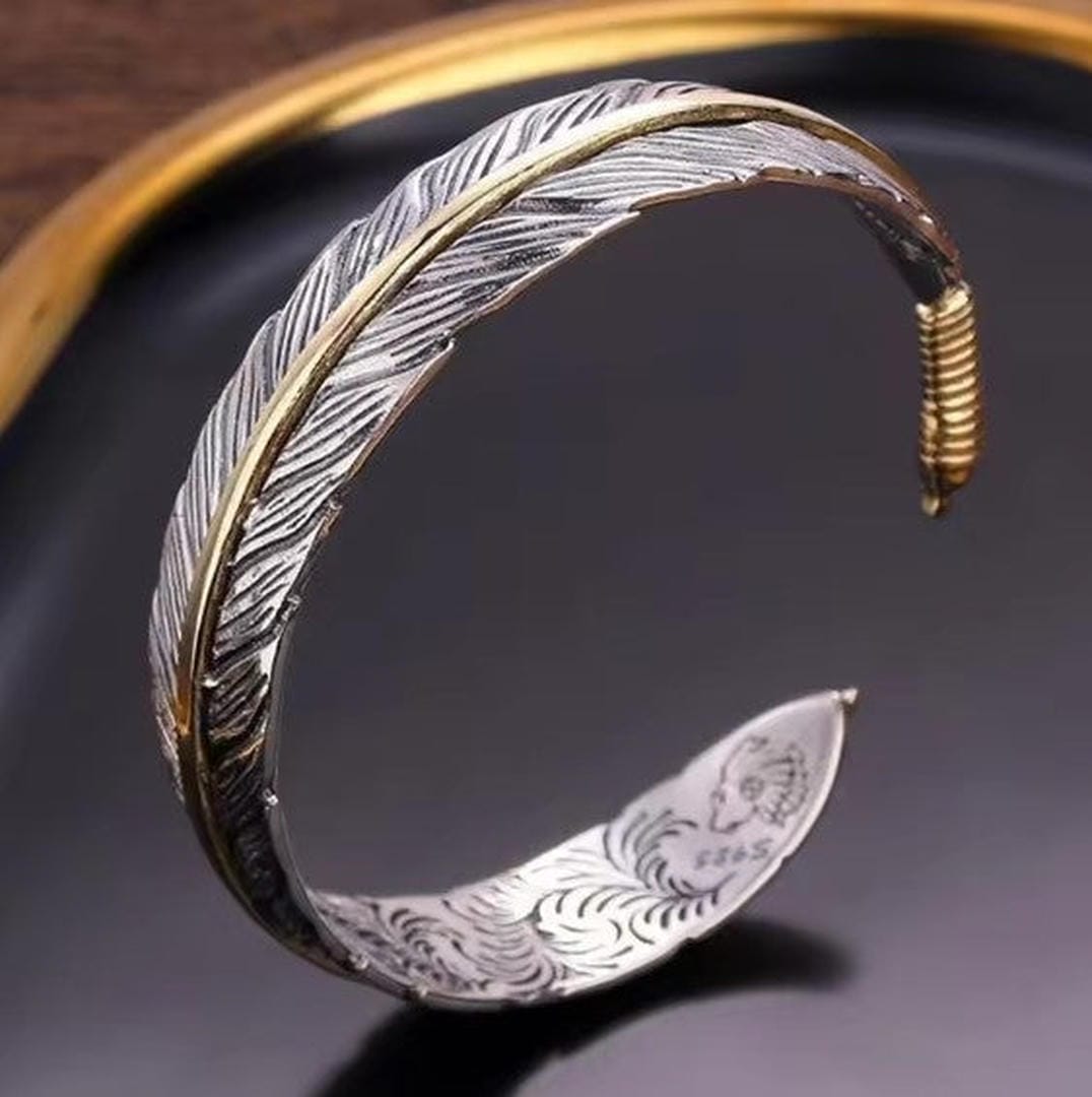 Pulsera Ajustable de Pluma Vintage