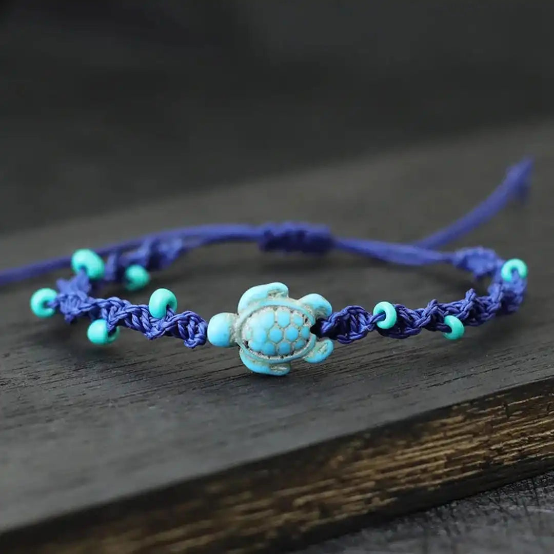 Pulsera de Cuerda con Cuentas de Tortuga Bohemia