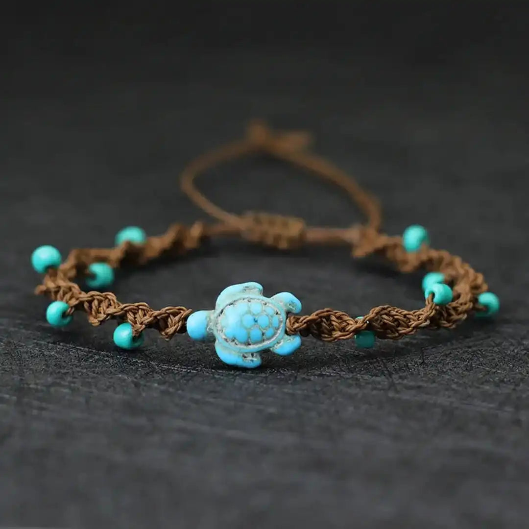 Pulsera de Cuerda con Cuentas de Tortuga Bohemia