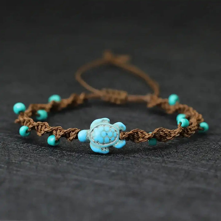 Pulsera de Cuerda con Cuentas de Tortuga Bohemia