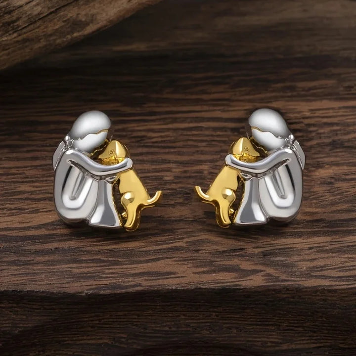 Pendientes de Abrazo en Dos Tonos: Plata y Oro