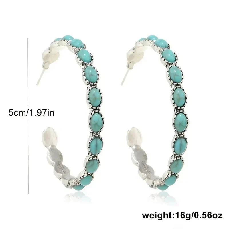 Pendientes Circulares Turquesa Vintage Bohemios