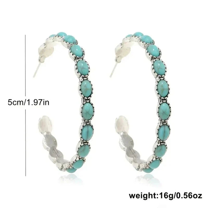 Pendientes Circulares Turquesa Vintage Bohemios