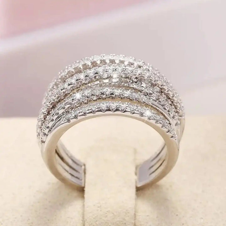 Anillo Cruz de Circonita en Capas