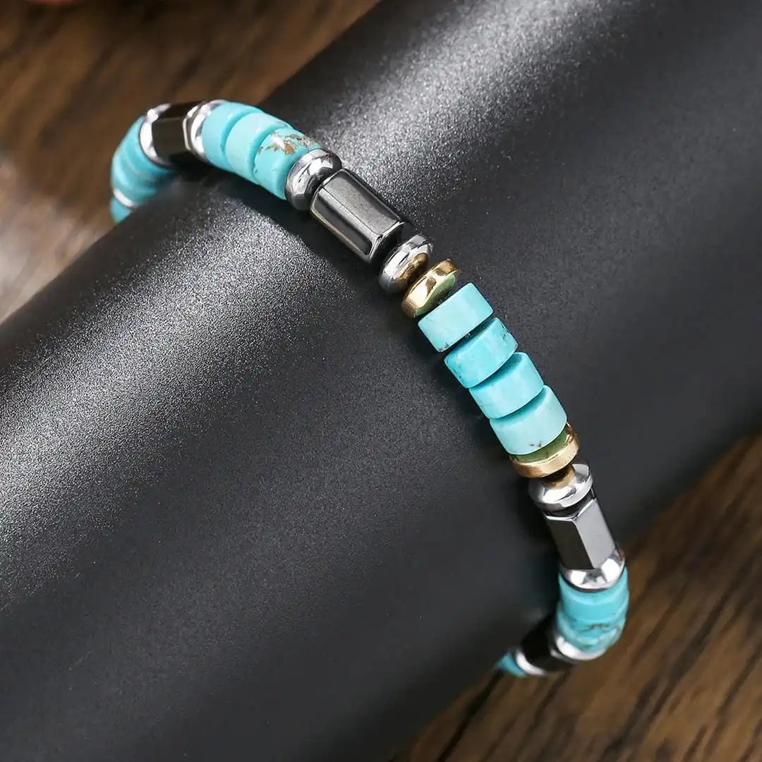 Pulsera de Piedra Turquesa con Cuentas Bohemias