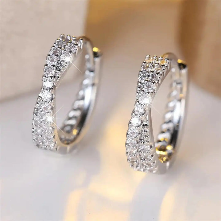 Pendientes de Aro de Zirconia Vintage