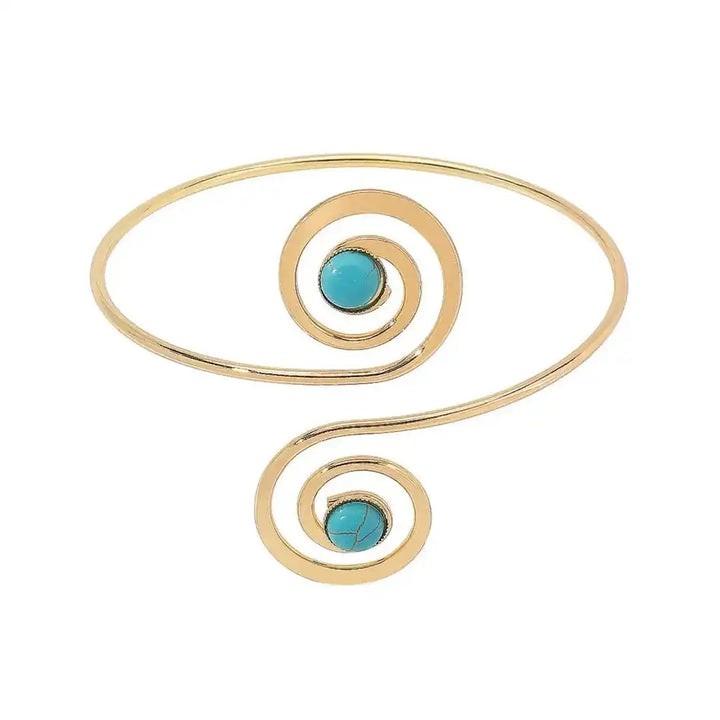 Pulsera de Brazo de Plata Bohemia con Turquesa